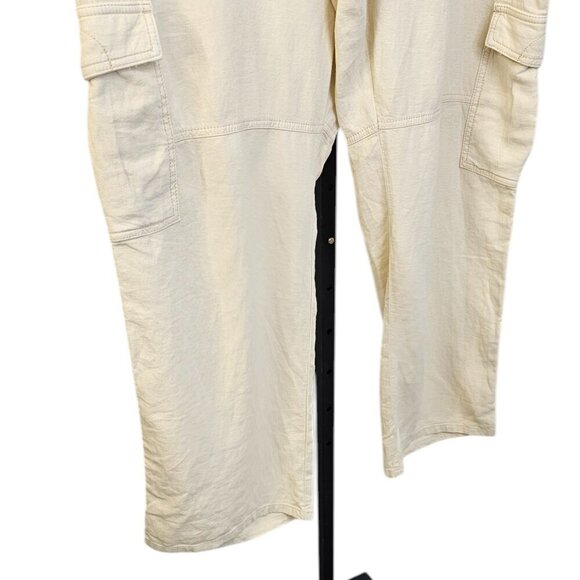 Anthropologie Pilcro Slim Linen Blend Beach Cargo Pants Ivory Size XL NWT - Picture 13 of 13